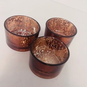 Elegant Bronze Glass Votive Candle Holders set of 3
